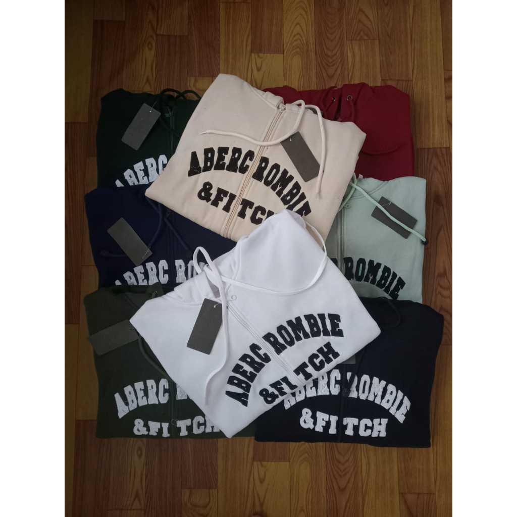 WHO A.U BORDIR - Jaket Hoodie Zipper ABER Putih Premium Quality Full Teg & Label Bahan Teball Unisex