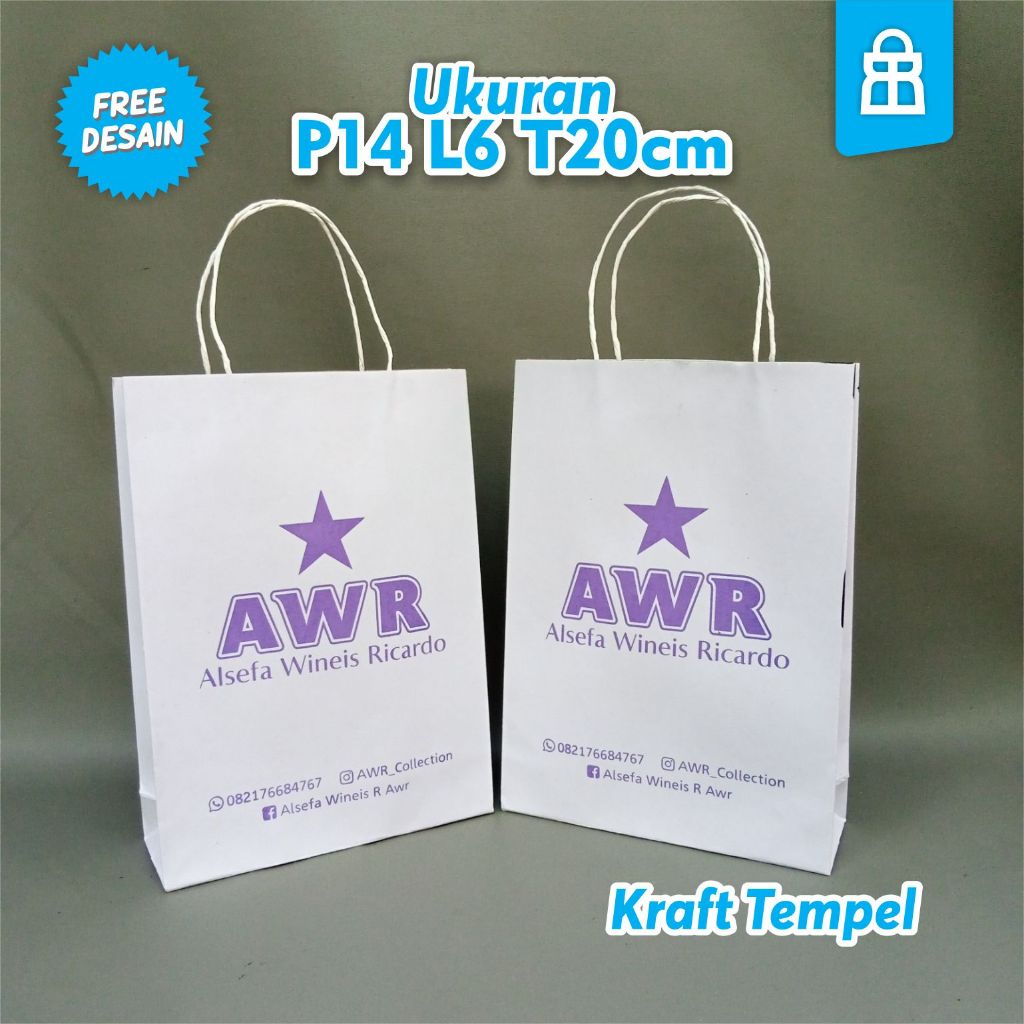 

Paperbag tas kertas kraft PXLXT 14X6X20 tas Souvenir / Tas Skincare