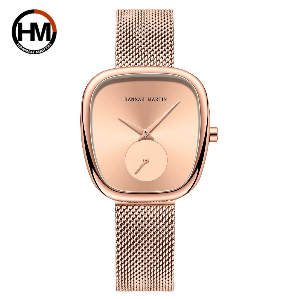 Jam Tangan Analog Wanita Hannah Martin HM1251 Stainless Steel Mesh Water Resist Original + Free Box