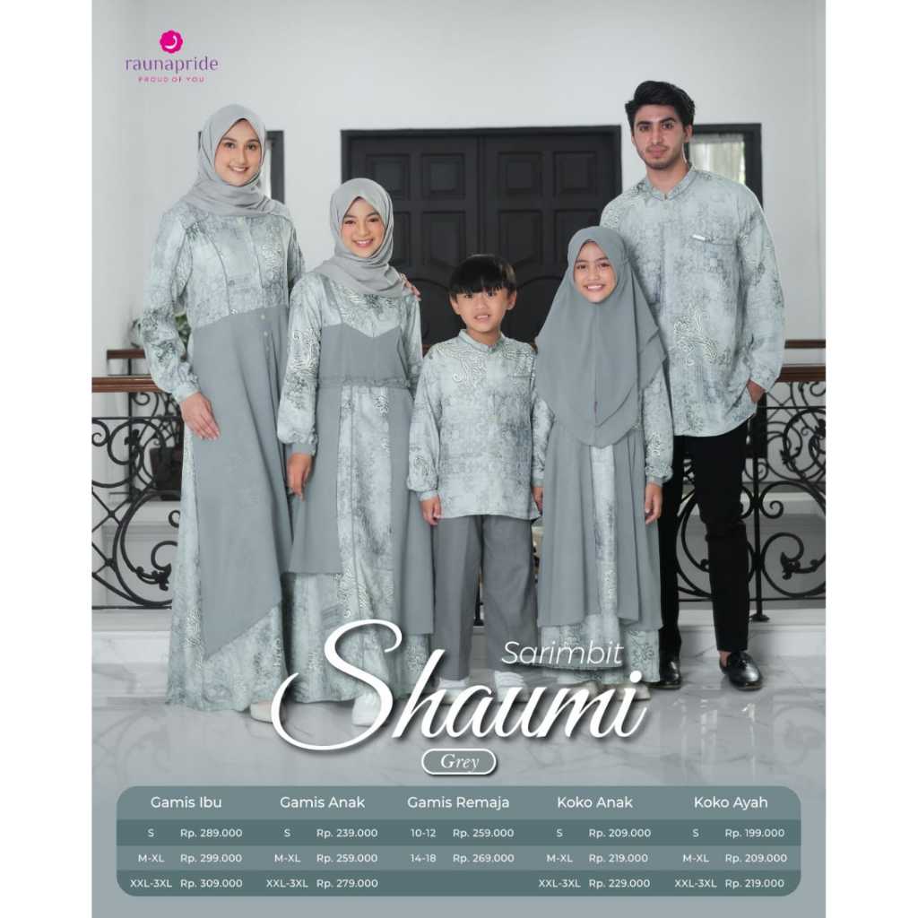 New arrival Gamis Sarimbit Keluarga Rauna Shaumi Grey