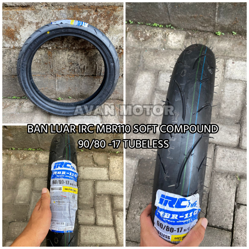 BAN LUAR IRC MBR110 90/80 17 SOFT COMPOUND TUBELESS || IRC MBR110 TUBELESS SOFT COMPOUND 90/80 -17