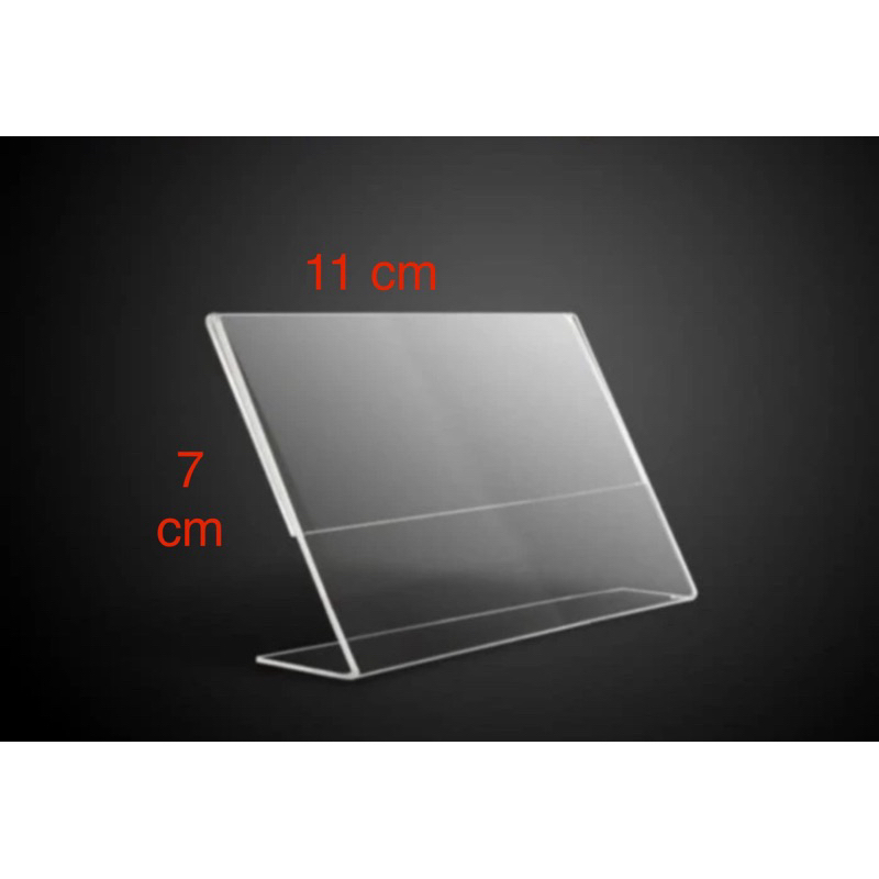 

acrylic tent card brosur 2mm L Tinggi 7 cm x panjang 11 cm