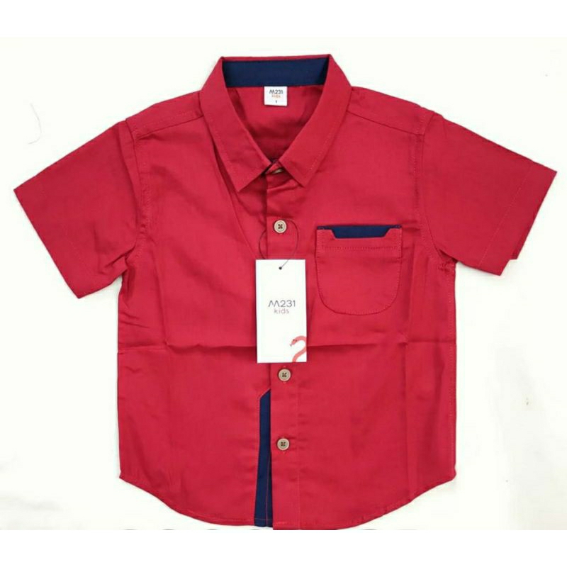 KEMEJA MERAH POLOS ANAK - KEMEJA MERAH ANAK - BAJU NATAL CNY ANAK COWOK
