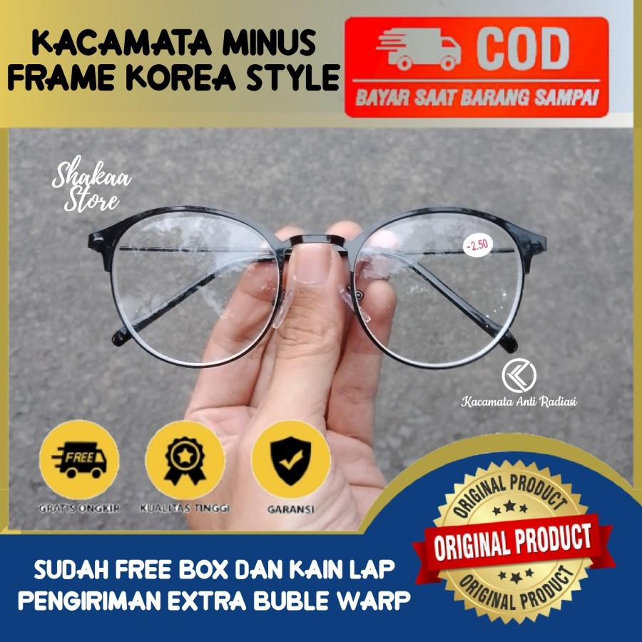Kacamata Minus Frame Oval Korea style Pria Wanita Bingkai Titanium