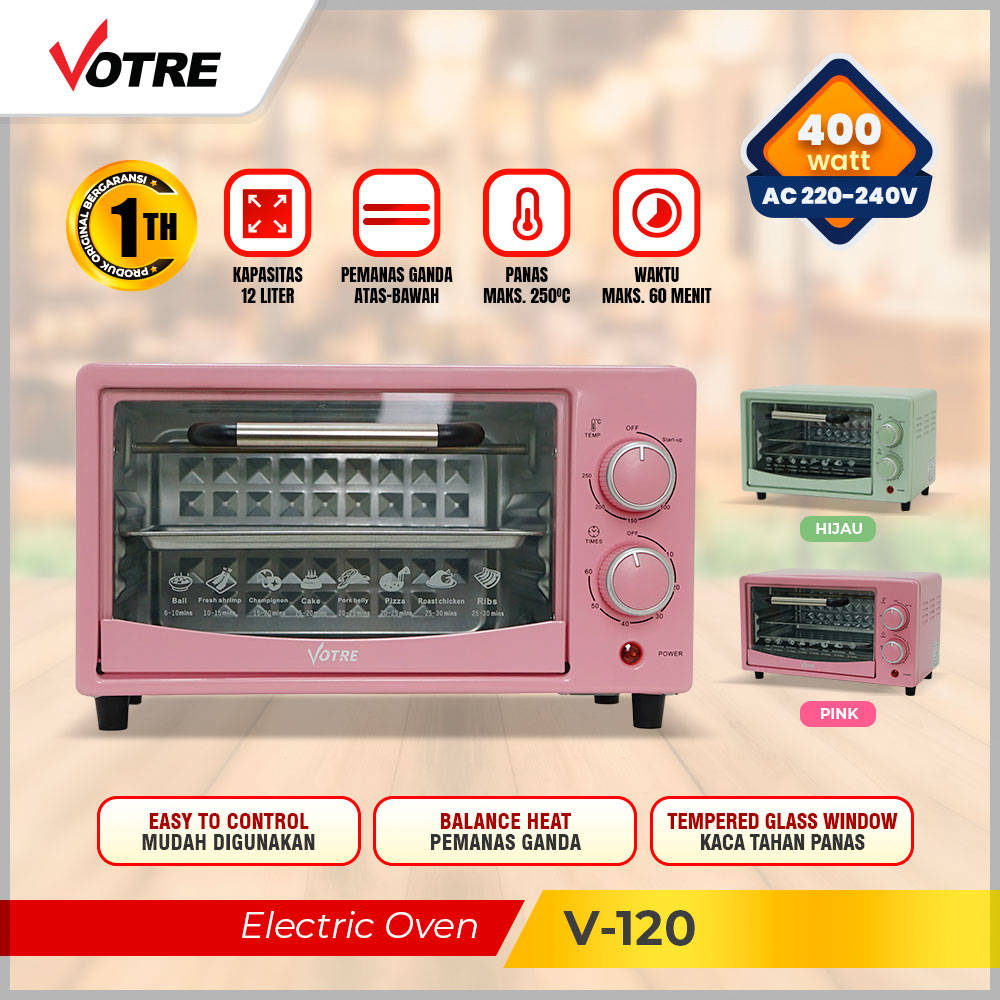Advance Votre Oven Listrik V-120 - Electric Oven 400 Low Watt Multi-Fungsi Kue Kontrol Suhu Waktu Roti/ Panggangan Elektrik / Microwave / Penghangat Makanan Daging Kue BBQ