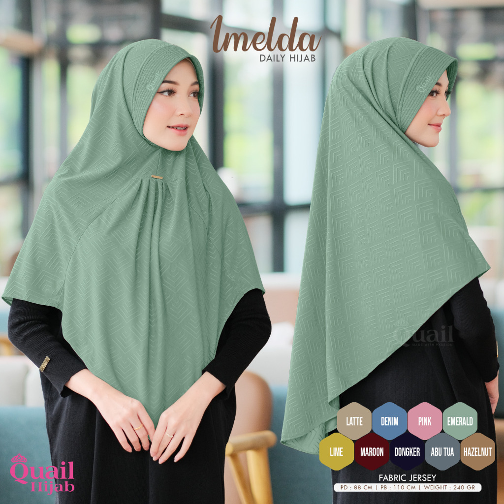 IMELDA Daily Hijab Polos Detail Texture Jersey by Quail Hijab Ori Murah