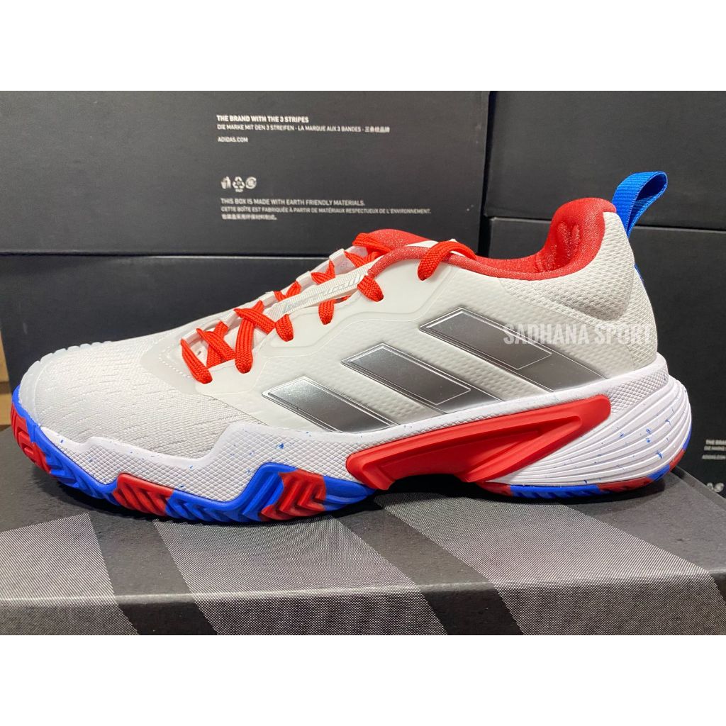 Sepatu Tenis Adidas Barricade M 2023 Putih Merah Biru
