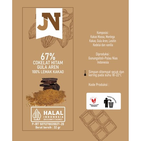 

Cokelat Hitam 67% dengan Gula Aren/Original/Couverture/DarkChocolate67%Brown Sugar/Pure/Diet