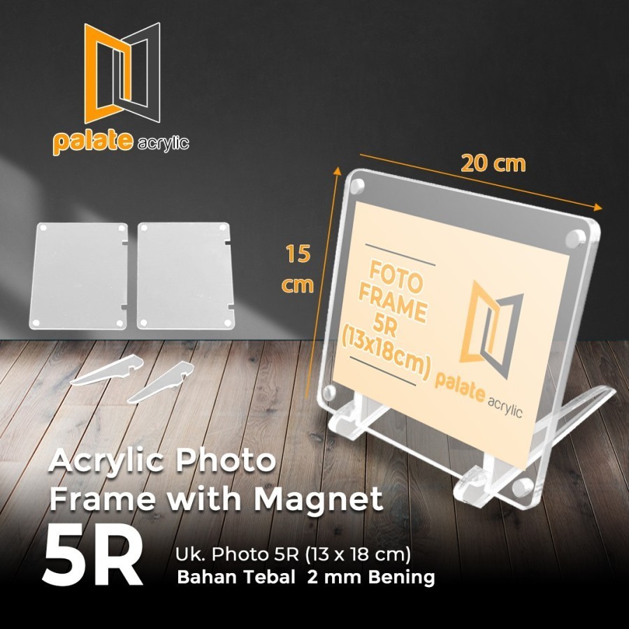 Akrilik Standing Photo Frame Magnet Photocard Bingkai Foto Magnit - 5R