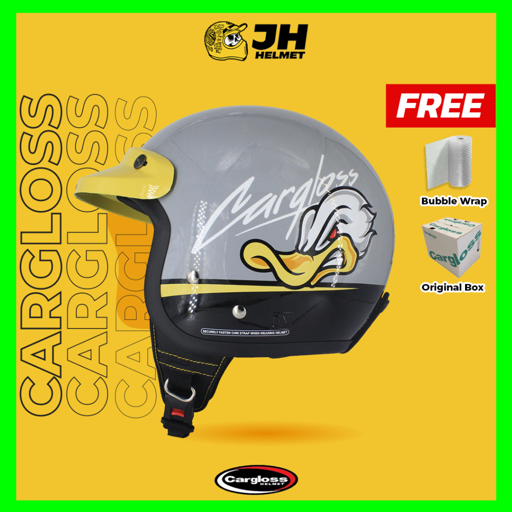 Helm Cargloss Retro Original CFM Motif Speed Duck Grey Glossy | Helm Half Face | JUAL HELM