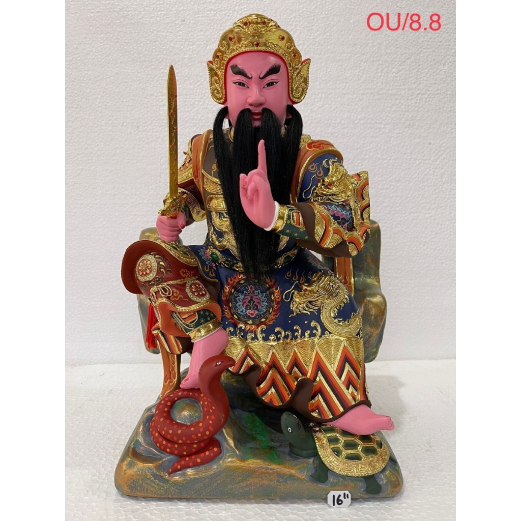 patung dewa hian tian / siong te kong - kayu - 16 inch - l - 23 - MM