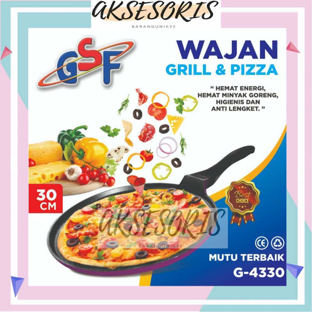 WAJAN GRILL PIZZA / WAJAN GRILL PIZZA 30CM GSF G-4330 / ROUND GRILL PAN / TEFLON PIZZA ANTI LENGKET 