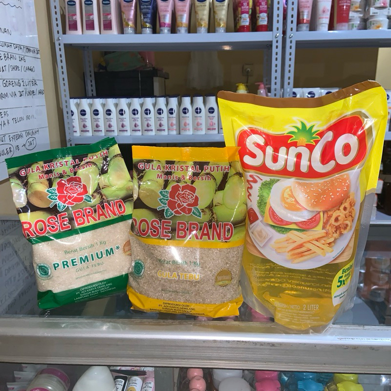 

PAKET MINYAK SUNCO 2L DAN GULA ROSEBRAND 1KG