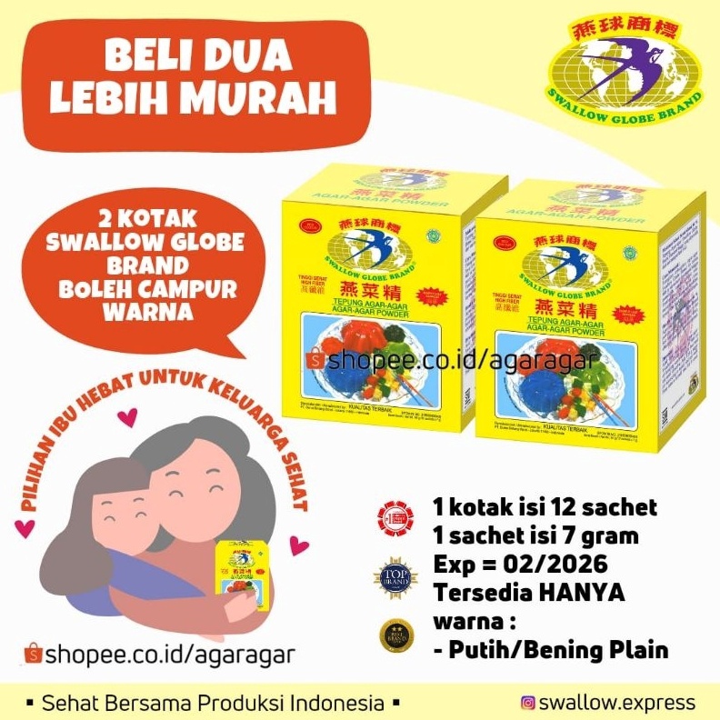 

Import ✨Terbaik✨ PROMO SPECIAL AGAR-AGAR SWALLOW GLOBE BRAND !