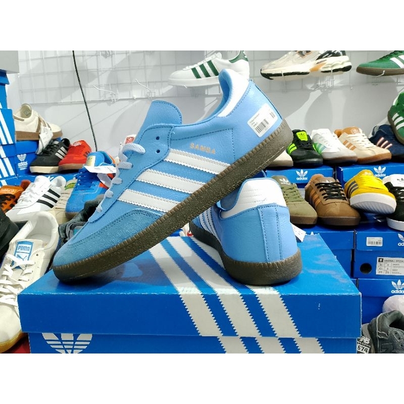 Sepatu Sneakers Adidas Samba Argentina Blue Ice Made In Vietnam