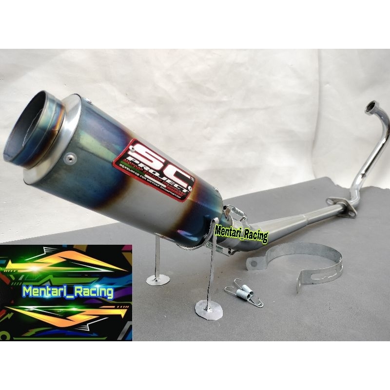 KNALPOT RACING SC PROJECT BLUE JUPITER MX OLD 135, JUPITER MX 135 NEW, SATRIA FU KARBU, SATRIA FU 15
