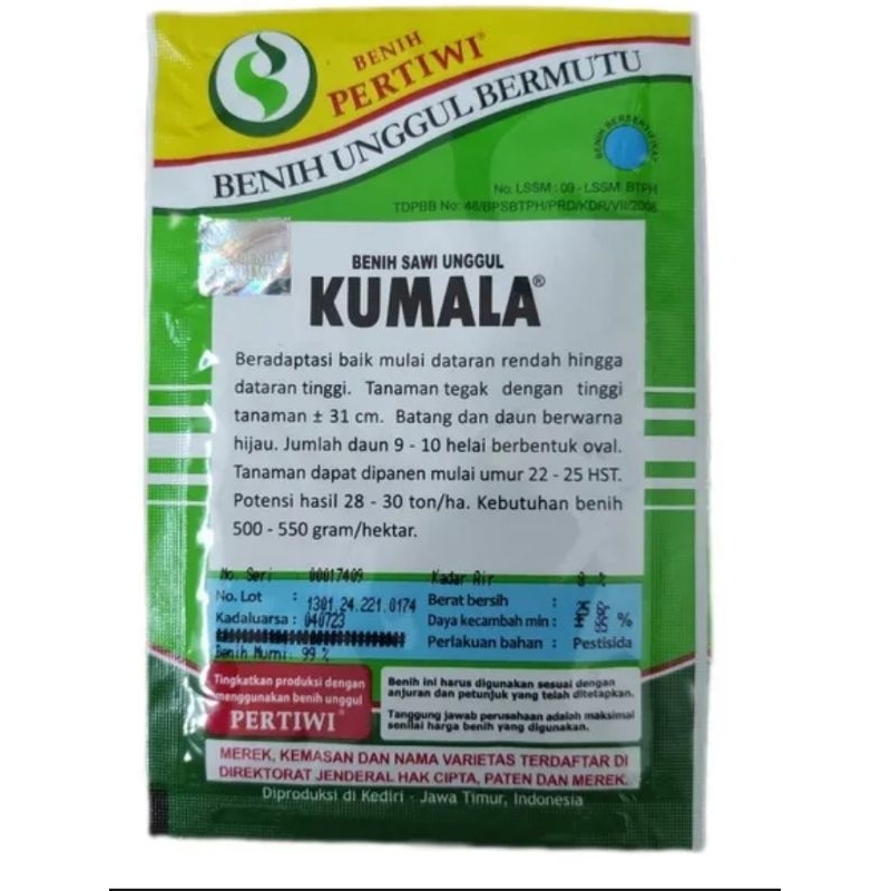 Benih Sawi Unggul KUMALA 25 Gram, 100% Asli Kemasan Pabrik, Non Repacking