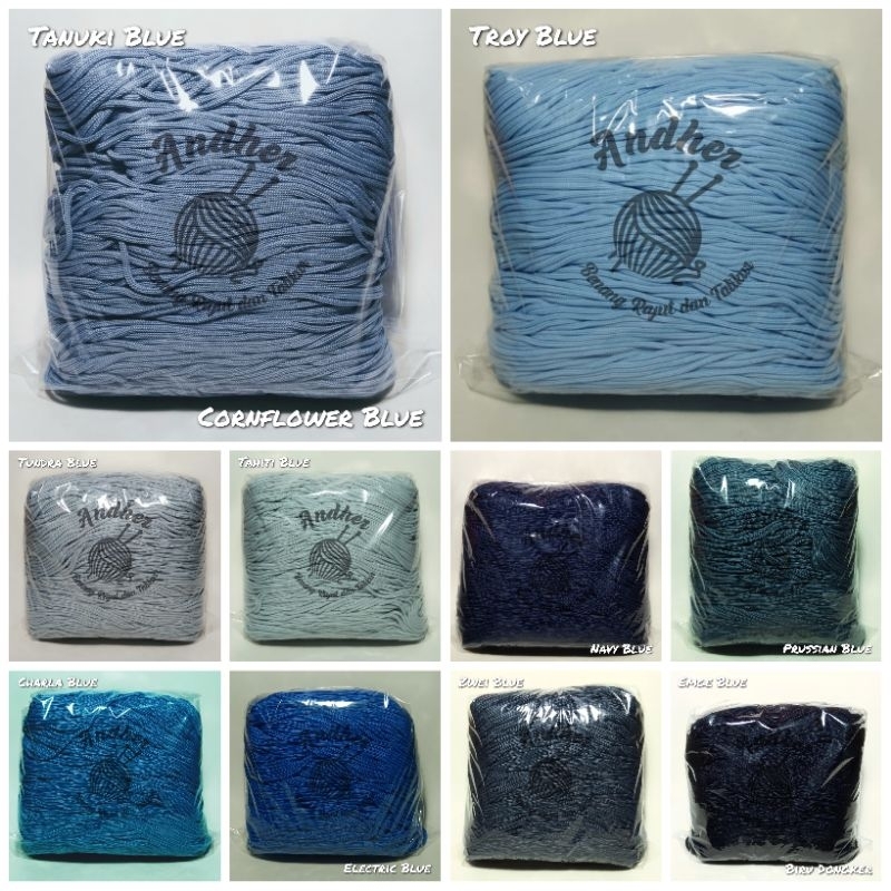 Tali kur warna talikur 3mm BIRU bahan Polyester 250 gram, 500 gram, 1000 gram/1 kg