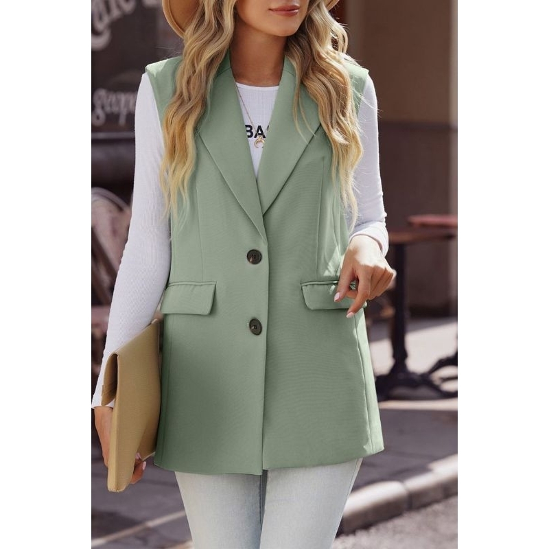 Rompi formal wanita/Rompi outer/Jas tanpa lengan/Rompi vest wanita saku tutup