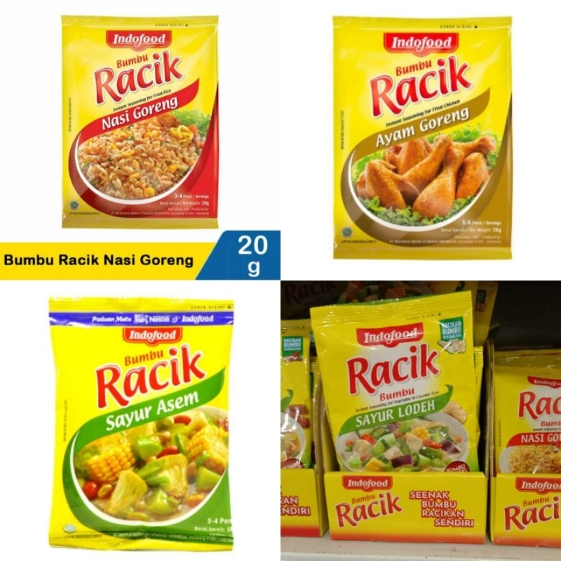 

BUMBU INSTAN RACIK INDOFOOD TEMPE/AYAM/IKAN/SOP/SAYUR/TUMIS ALL VARIAN