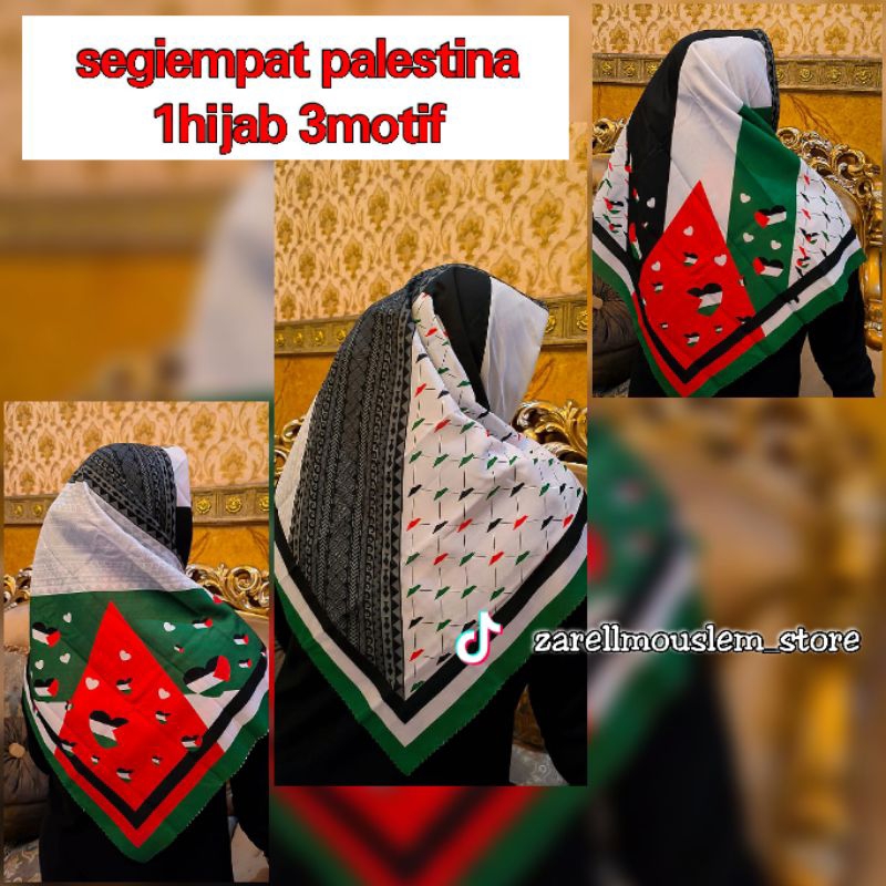 ZARELLFASHION - SEGIEMPAT VOAL PALESTINA ( HIJAB SEGIEMPAT PALESTIN MOTIF MM1 )