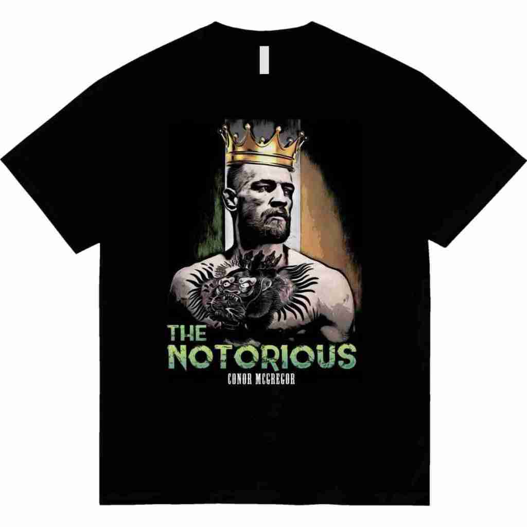 black paper t-shirt premium unisex kaos UFC conor McGregor the notorious tebal 24s