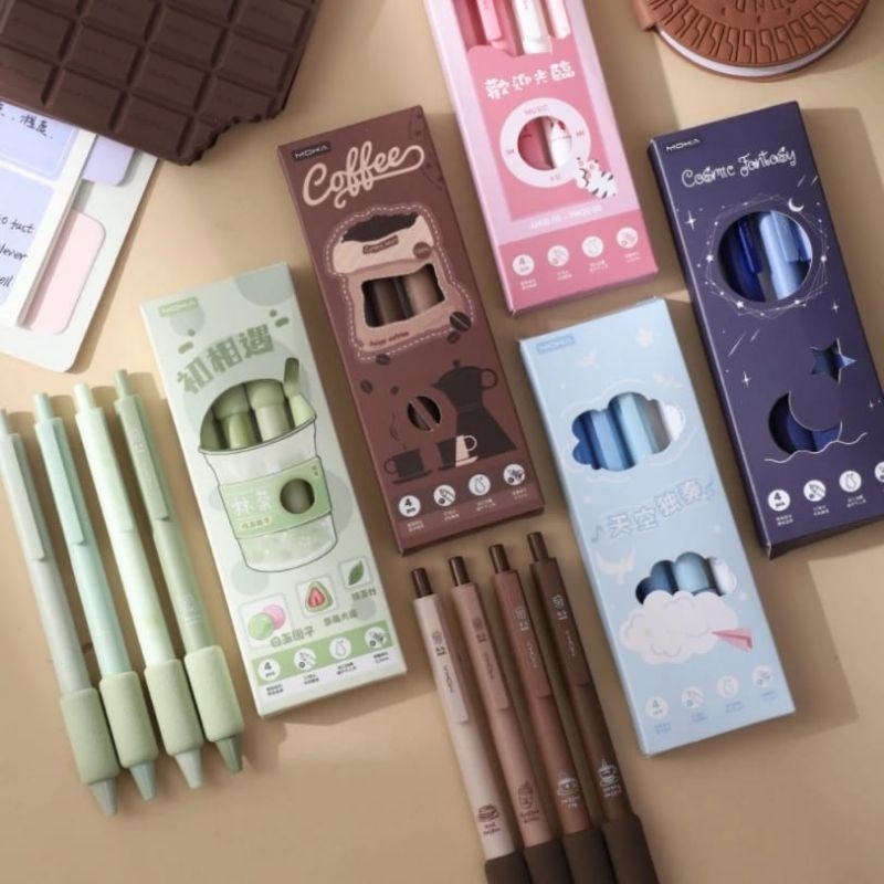 

1 Set 4 Pcs Pulpen Gel Mekanik 0,5 MM dengan Bantalan Pena