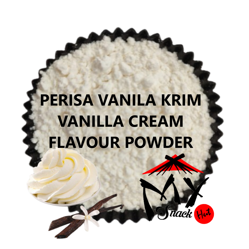 

VANILLA CREAM FLAVOUR POWDER 50GR - PERISA CREAMY KRIMY VANILA CREPES WAFFLE ROTI KUE CAKE BUBUK