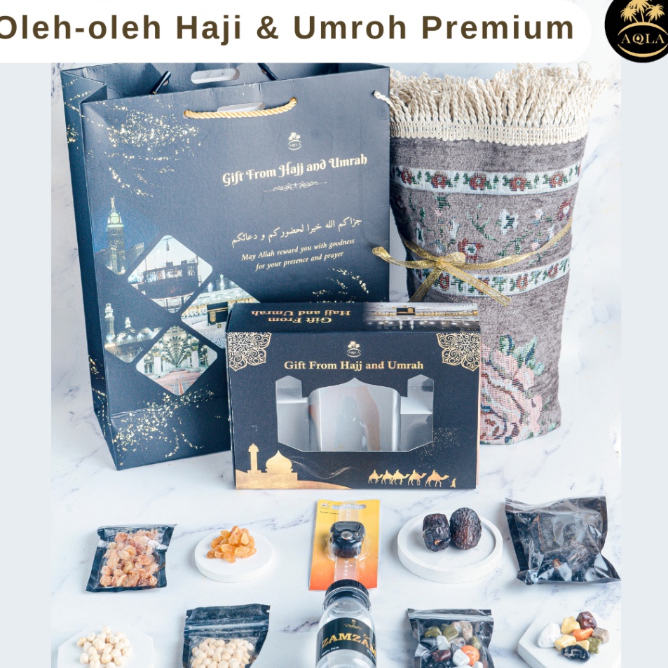 

PZPV0143 Ready Stok Oleh oleh Umroh dan Haji Premium / Paket Oleh oleh Umroh dan Haji / Sajadah Paperbag Kurma Ajwa Air zam zam asli 100%