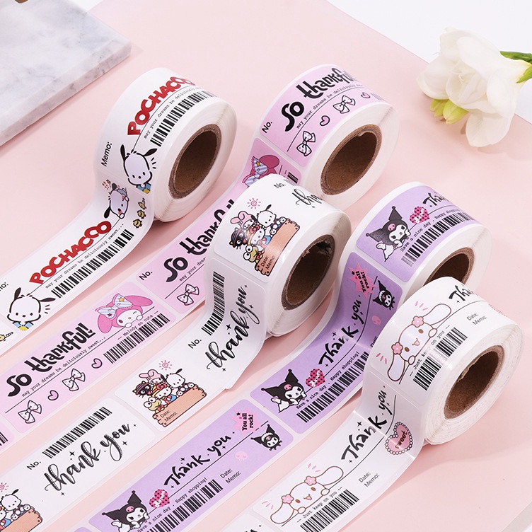 

(120PCS) STICKER MEMO ROLL SANRIO LABEL THANK YOU PANJANG / STIKER ROLL CINNAMOROLL KUROMI MELODY