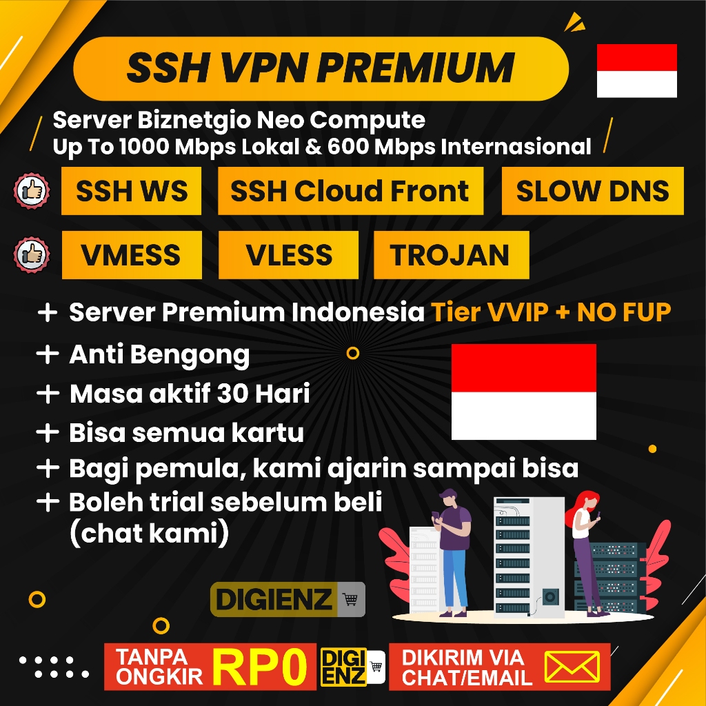 Akun Premium VPN SSH VMESS VLESS TROJAN Indo 30 Hari