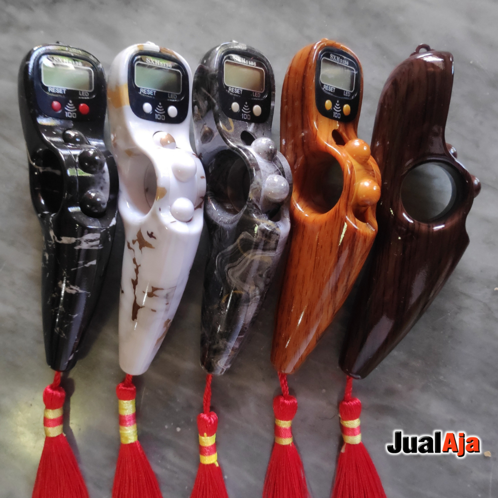 Tasbih Digital Alarm Bunyi Beep 100 Motif Marmer dan Kayu + Lampu LED Premium Alat Hitung