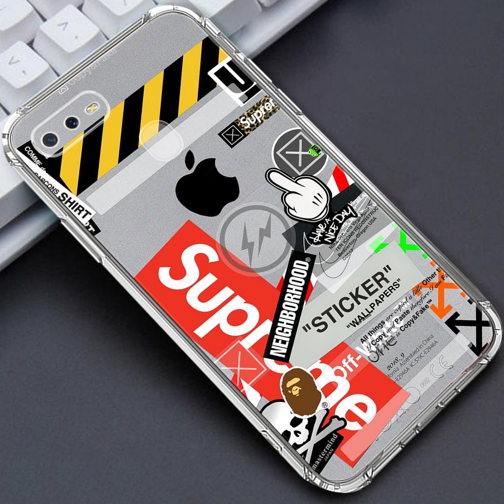 Softcase OPPO A5S /OPPO A12/OPPO A7  - Clear Case  MOTIF  ( BRANDED ) - Anticrack - Case Bening - So