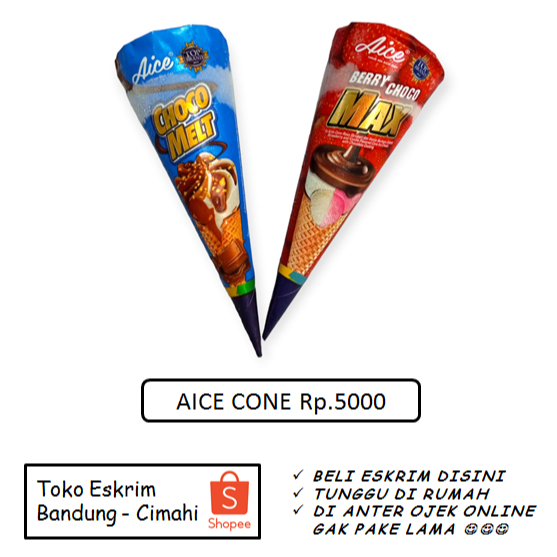 Es Krim Ice Cream Eskrim Aice Cone Corong Choco Melt Berry Max Cornetto Bandung Cimahi
