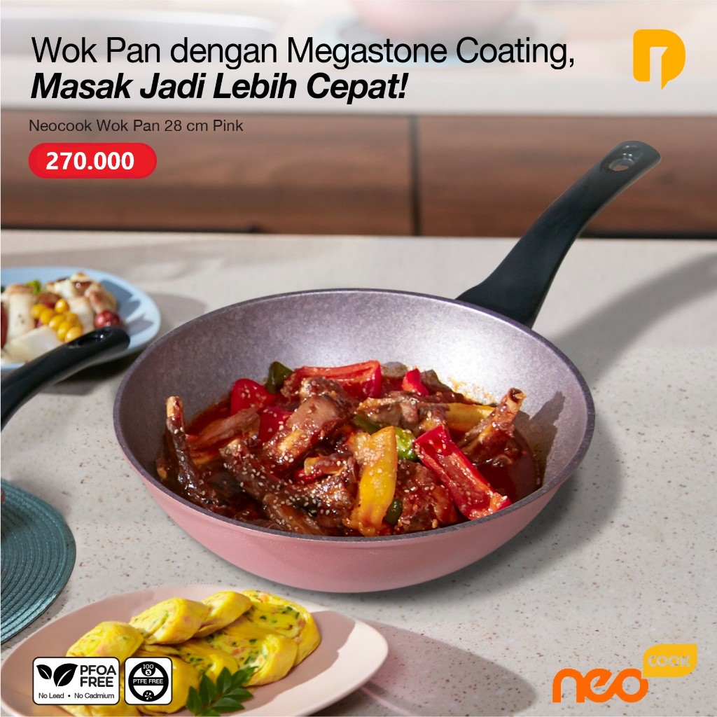 Neocook Wok Pan 28 cm Pink