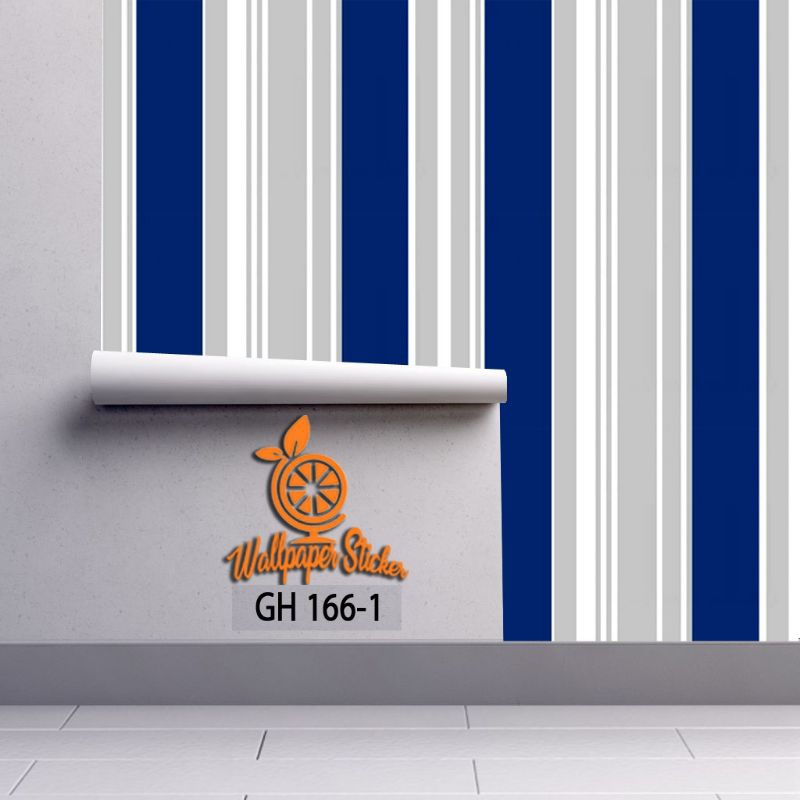 PROMO WALLPAPER DINDING 45CM*8M /7,5M MOTIF salur biruabu1661 WALLPAPER KARAKTER TERMURAH