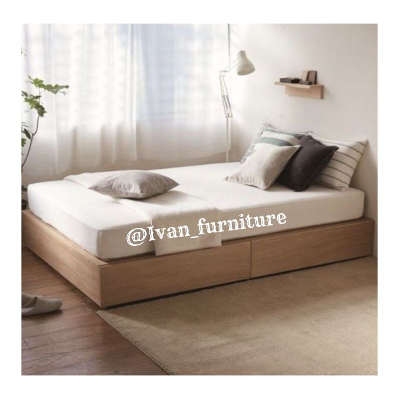 Dipan jati lesehan laci 2 Tempat tidur jati lesehan