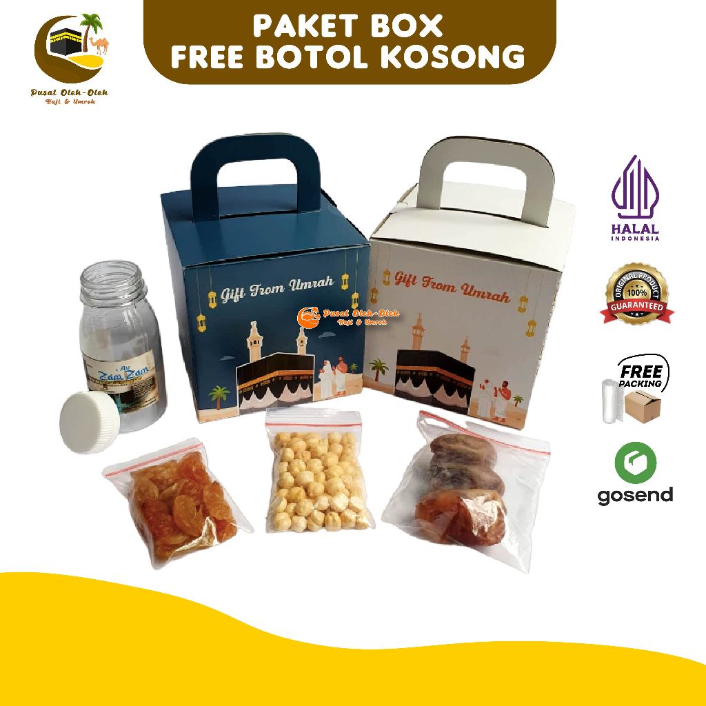 

Paket Oleh Oleh Haji dan Umroh Souvenir Free Botol kosong + Kismis Golden + Kacang Arab