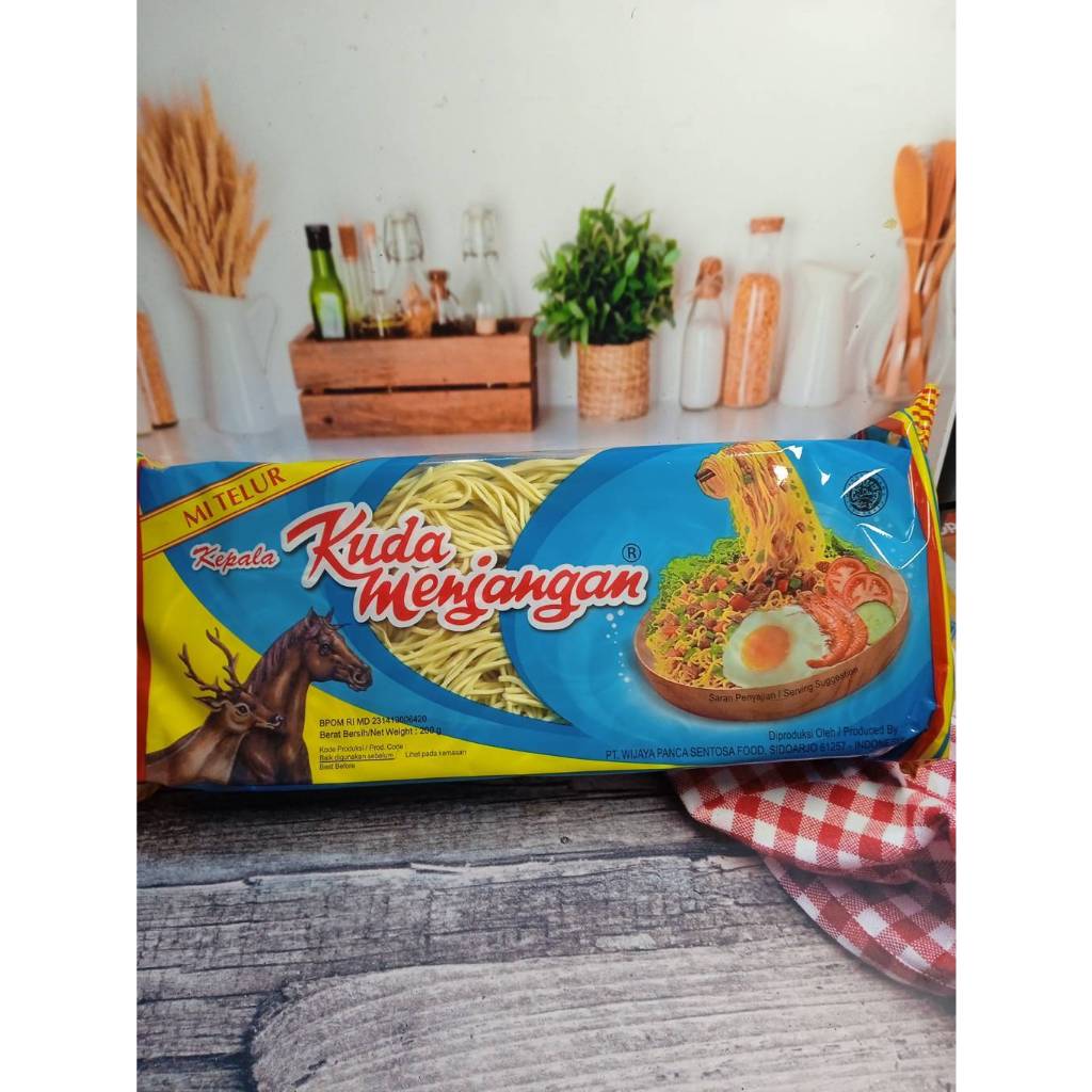 

Mie Telor Kuda Menjangan Kecil / Lebar 200 gram / Bungkus Biru