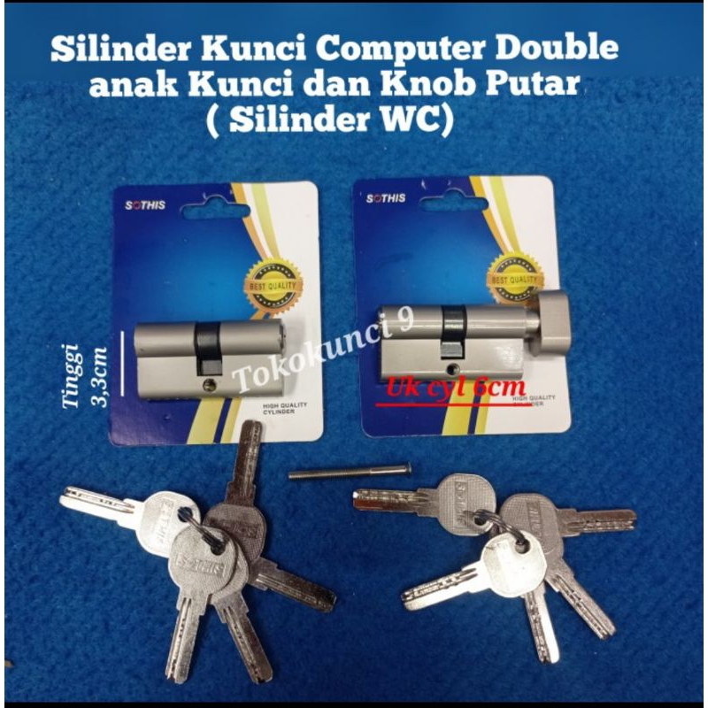 Murah Silinder Kunci Computer / Knob Putar Silinder Kamar Mandi 5anak Kunci