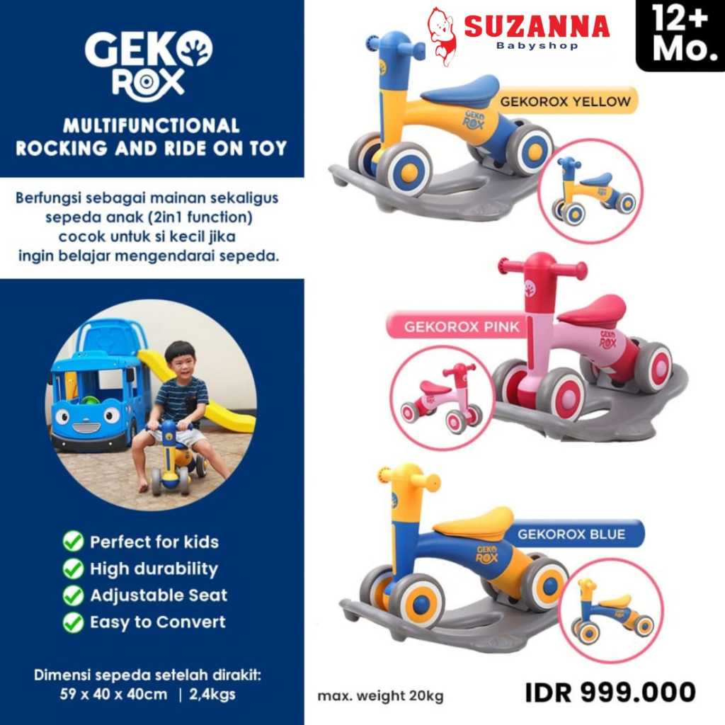 Geko Rox Rocking Ride On Toy - Mainan Sepeda Anak