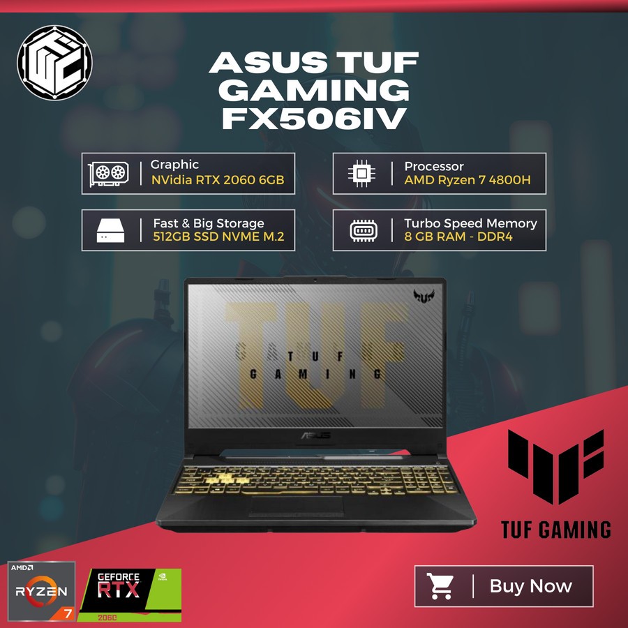 Laptop ASUS TUF GAMING FX506IV RYZEN 7 4800H 8GB 512GB RTX2060 6GB OHS