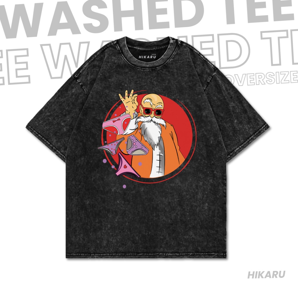 HIKARU Kaos DRAGON BALL "MASTER ROSHI" Oversize Washed T-Shirt | Stone Wash T-Shirt | Kaos Anime| Ka