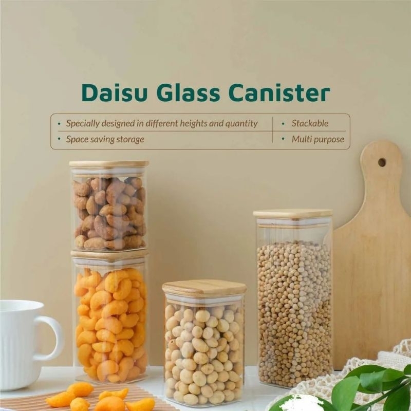 EDOWADO BOROSILIKAT TOPLES KACA//TOPLES KACA TUTUP KAYU//TOPLES MINIMALIS/TOPLES SNACK