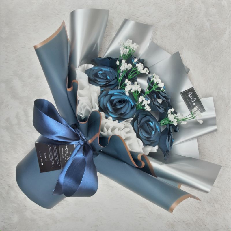 WICRAFT-10 Belle Rose Pink, Navi, Black/Buket Bunga/ Buket Wisuda / Buket kado Pengantin / Bouquet C