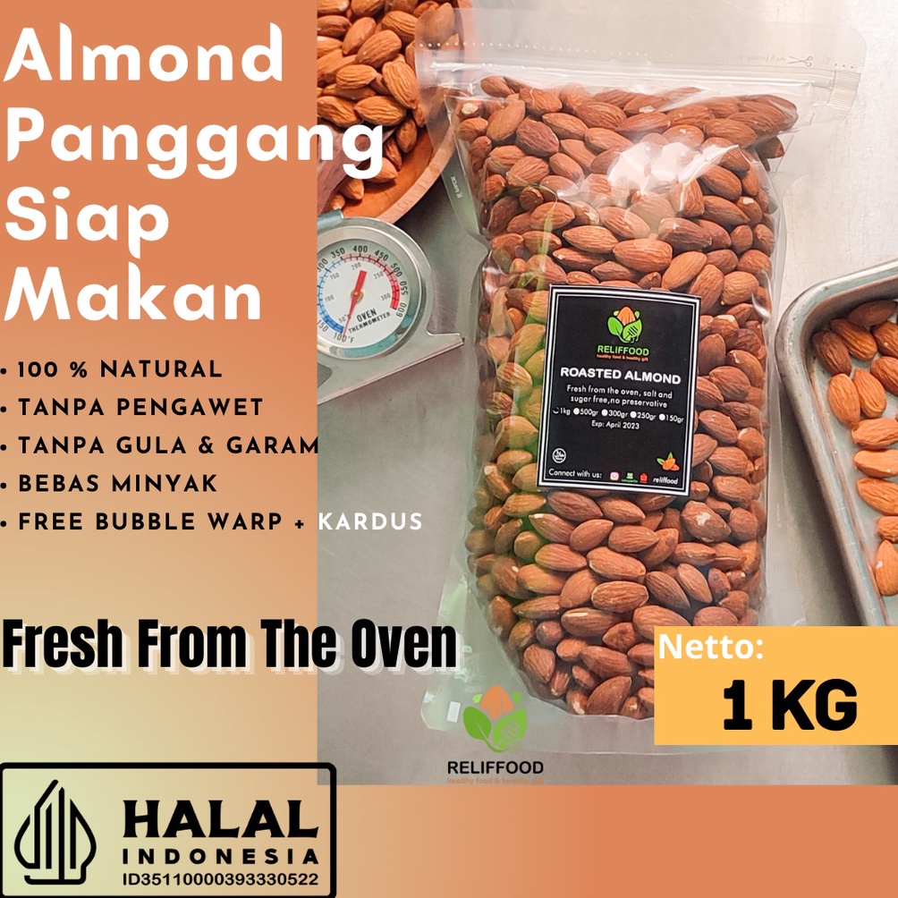 

ROASTED ALMOND 1 KG - KACANG ALMOND PANGGANG KUPAS ☇Diskon