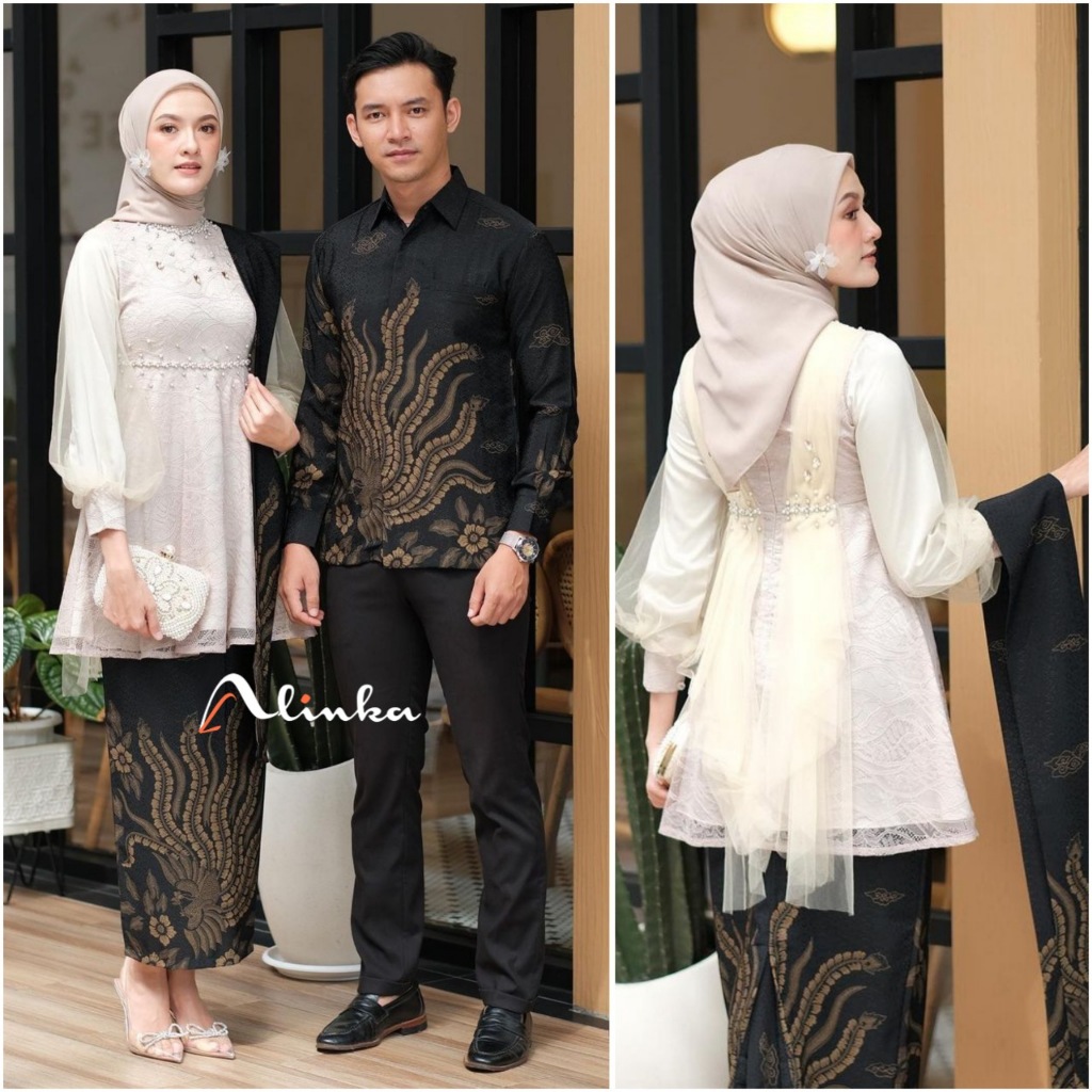 Kebaya modern wisuda couple batik brukat remaja terbaru mewah satu set pasangan keluarga baju pesta tunangan lamaran kondangan wanita muslim kekinian model nadine