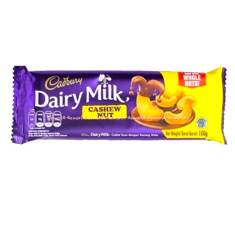 

Cadbury Dairy Milk 100gr Cashew Nut Coklat Kacang Mede