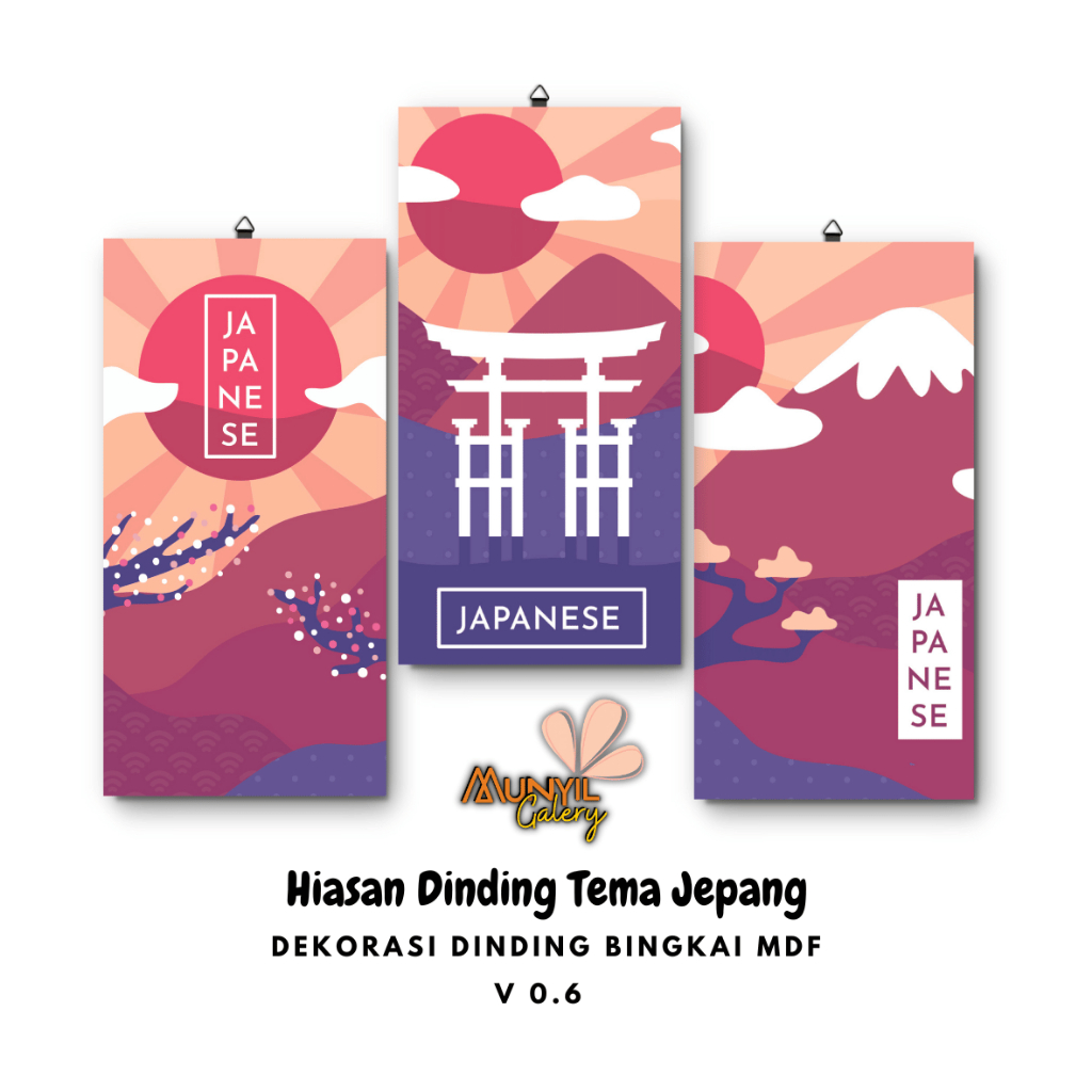 Munyil Galery / Aestetik Dekorasi Dinding Jepang Bingkai MDF / Hiasan Dinding Aesthetic Jepang / Paj
