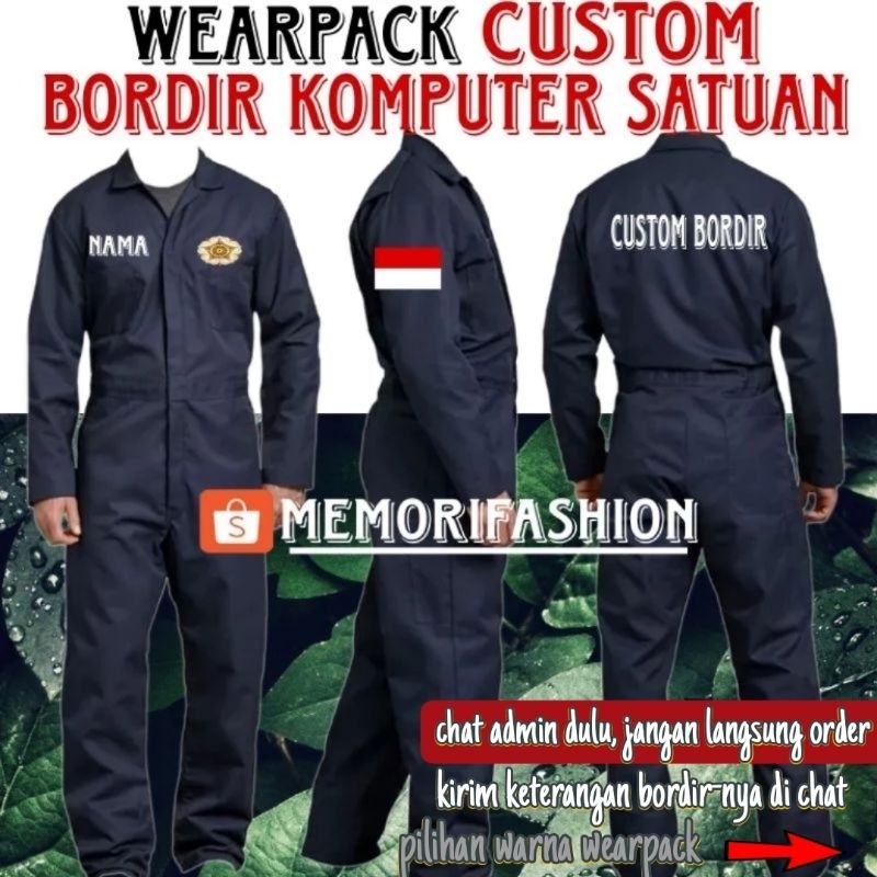 custom bordir Wearpack katelpak / Coverall safety Seragam Kerja Proyek